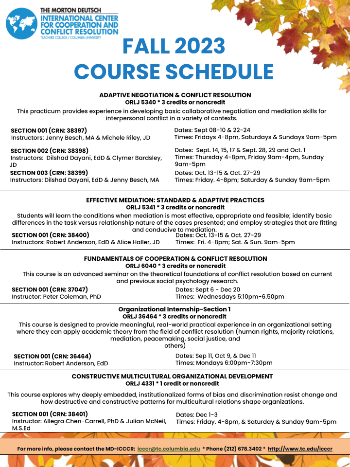 Fall 2023 Course Schedule