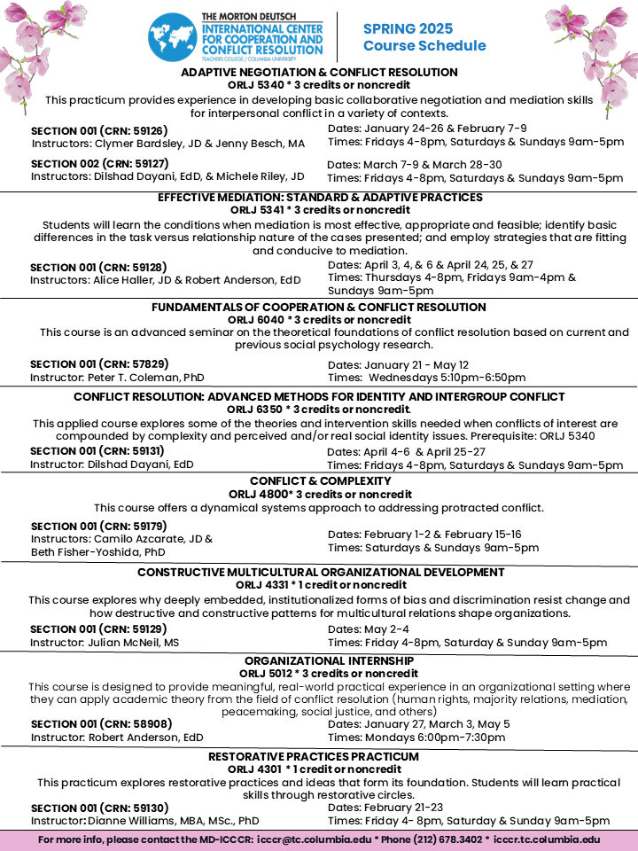 Spring 2025 Course Schedule