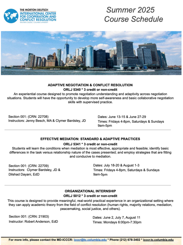 Summer 2025 Course Schedule