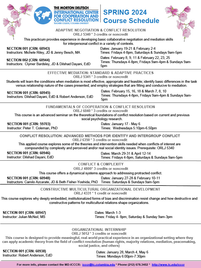 Spring 2024 Course Schedule