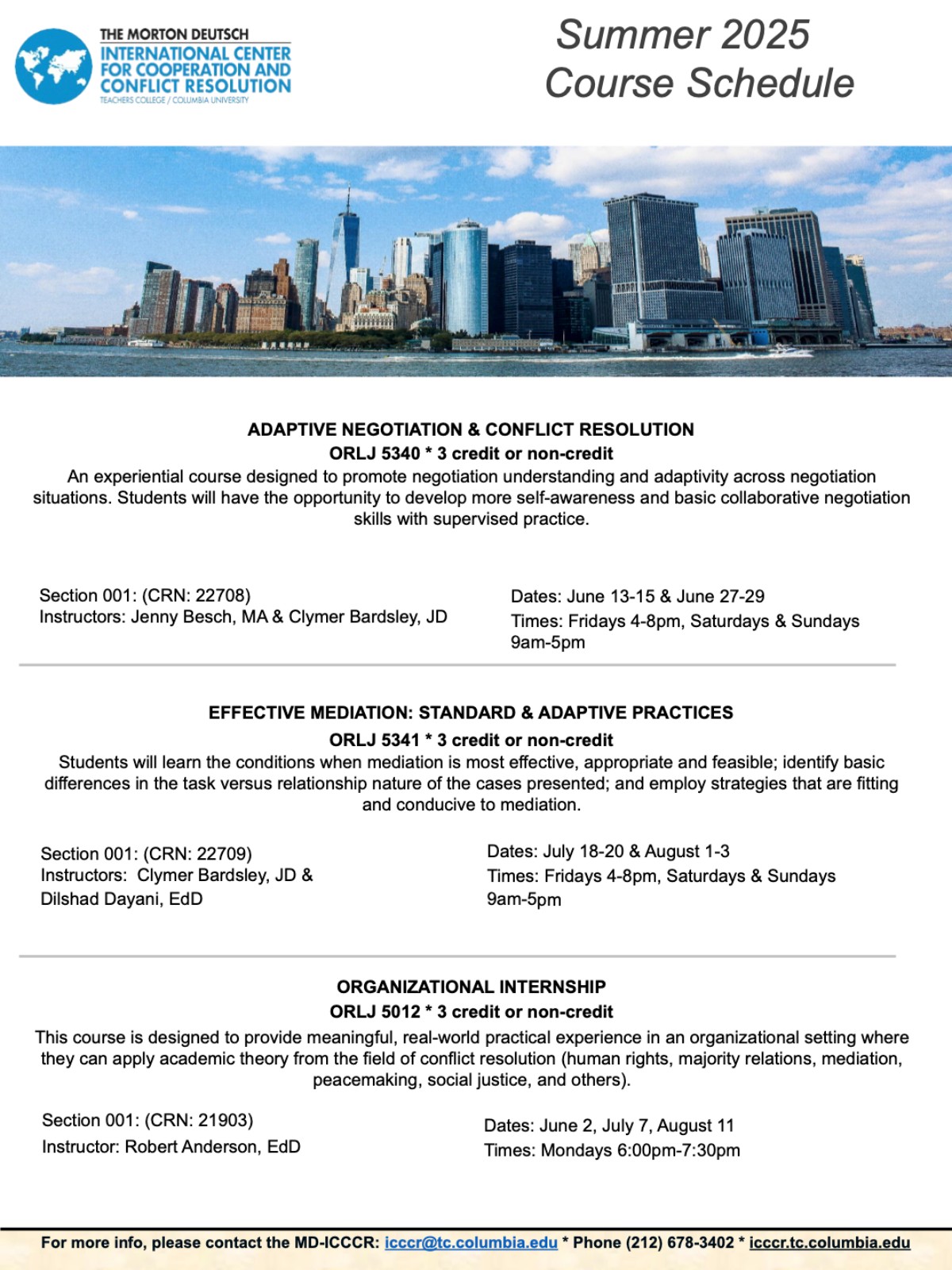 Summer 2025 Course Schedule Updated
