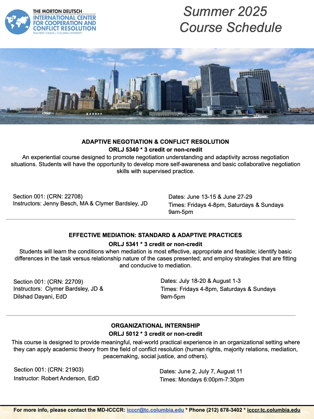 Summer 2025 Course Schedule Updated