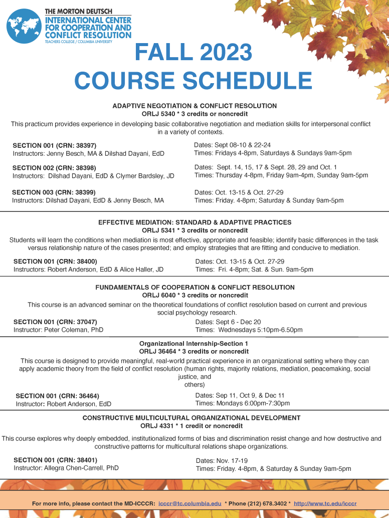 Course Schedules Courses Education The Morton Deutsch
