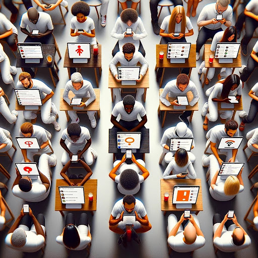 AI-generated office from above
